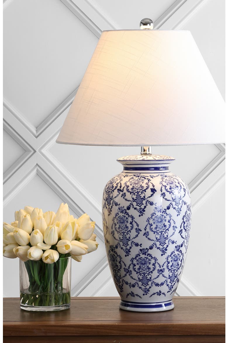 Juliana 26.25" Chinoiserie Ceramic LED Table Lamp, Blue/White, Alternate, color, Blue/White