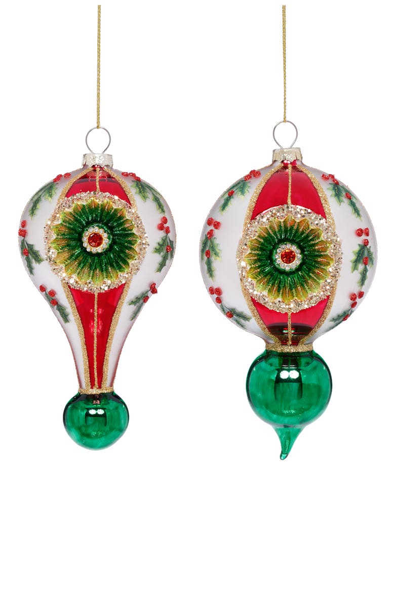 Holly Reflector Drop Ornament, Box of 6, Main, color, Red