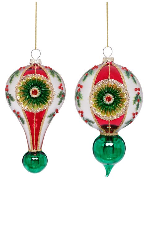 Holly Reflector Drop Ornament, Box of 6