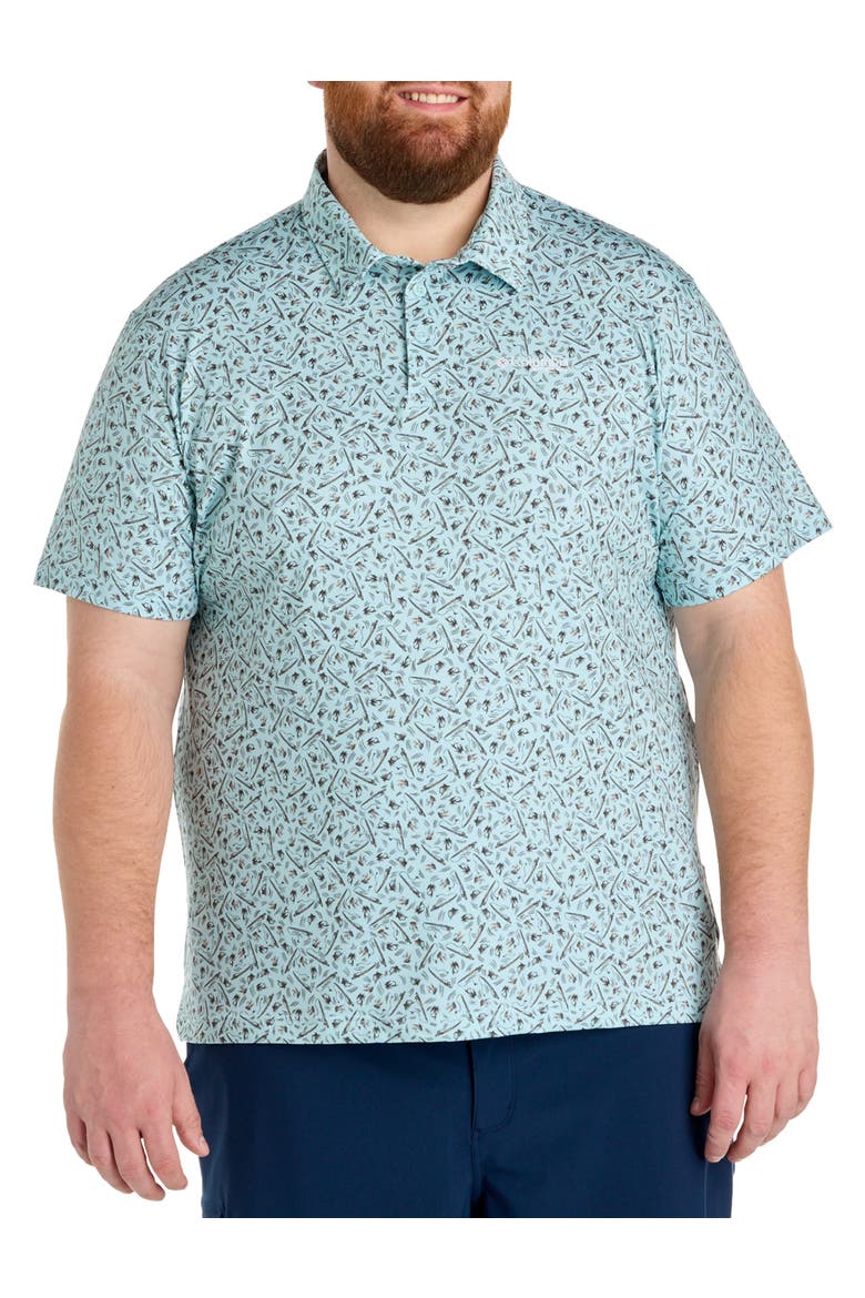 Big & Tall PFG Super Slack Tide Marine Printed Polo Shirt, Main, color, MARINE LIGHT