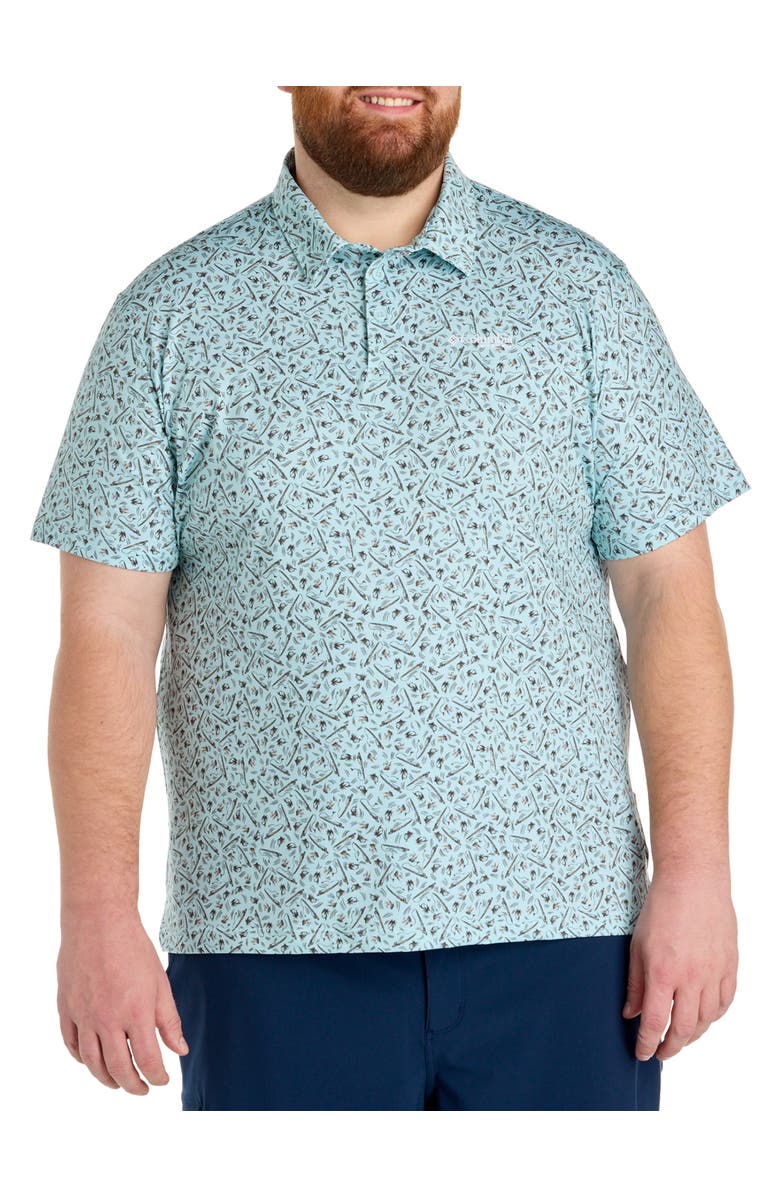 Columbia Big & Tall PFG Super Slack Tide Marine Printed Polo Shirt, Main, color, Marine Light
