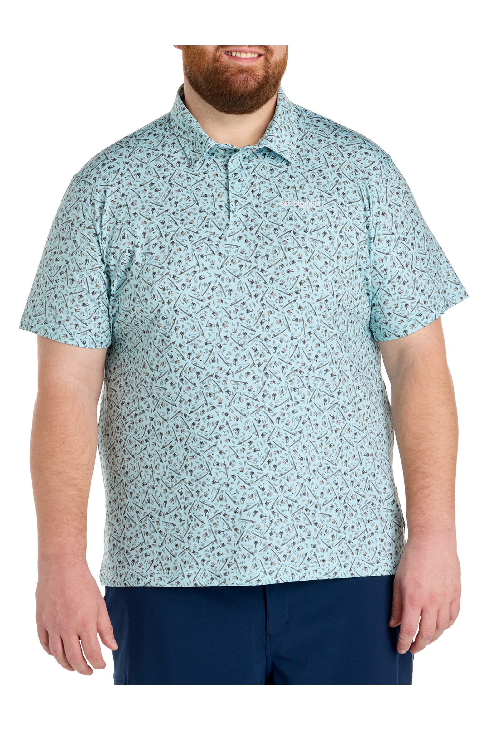 Slack Card Columbia Big & Tall PFG Super Slack Tide Marine Printed Polo Shirt (Men ...