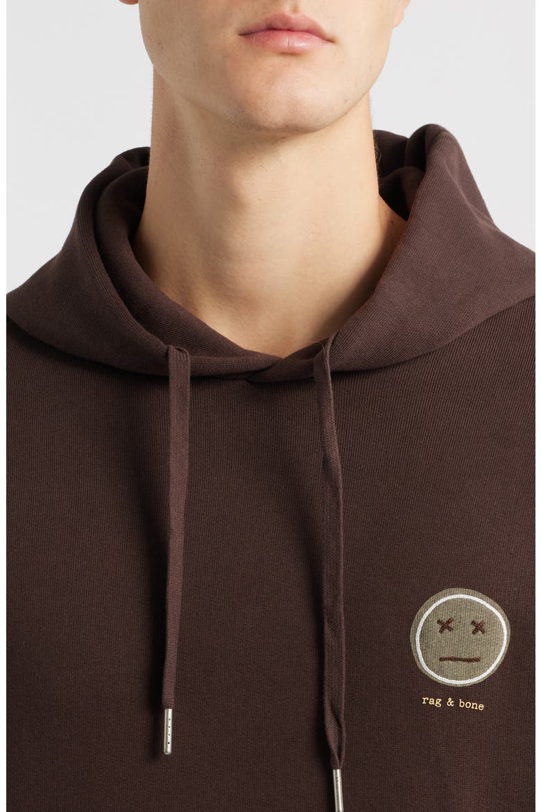 Embroidered Sour Face Hoodie, Alternate, color, BROWN