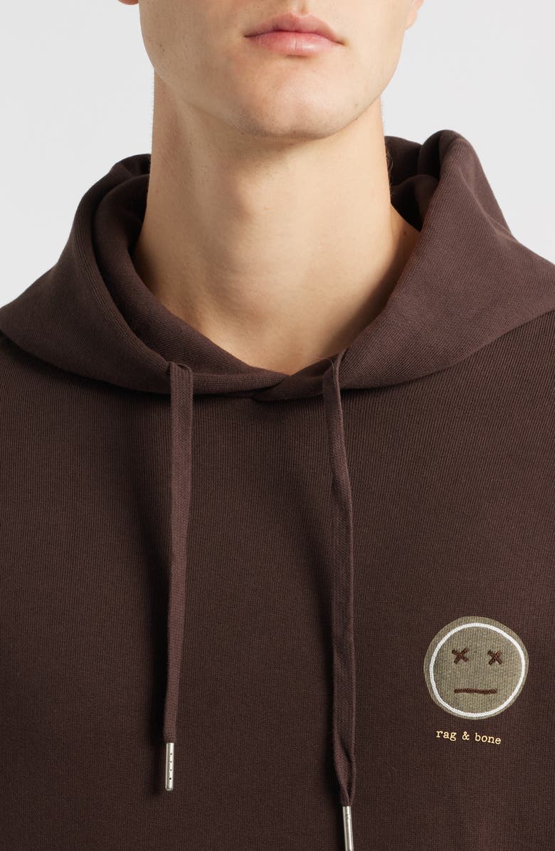 rag & bone Embroidered Sour Face Hoodie, Alternate, color, Brown