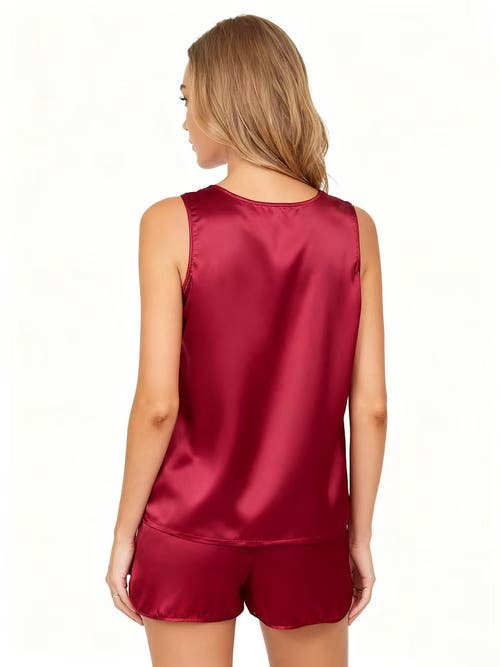Silksilky Pure Silk Pajama Set 2pcs In Burgundy