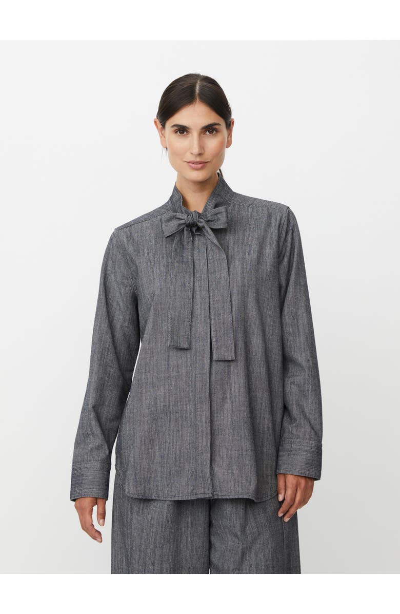 Masai Copenhagen Lannie Long Sleeve Neck Tie Shirt, Main, color, Dark Denim