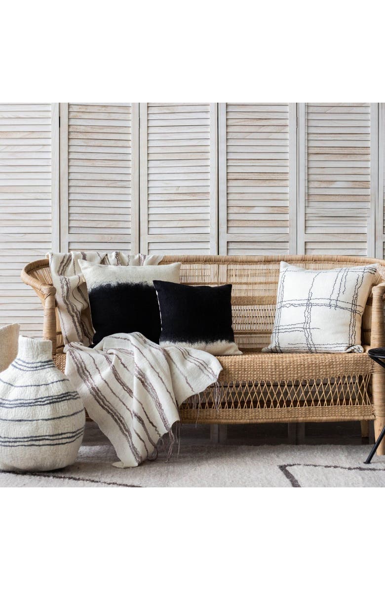 kanju Interiors Eclipse Dip-Dyed Organic Wool Throw Pillow - Square - with Insert, Alternate, color, Natural - Large