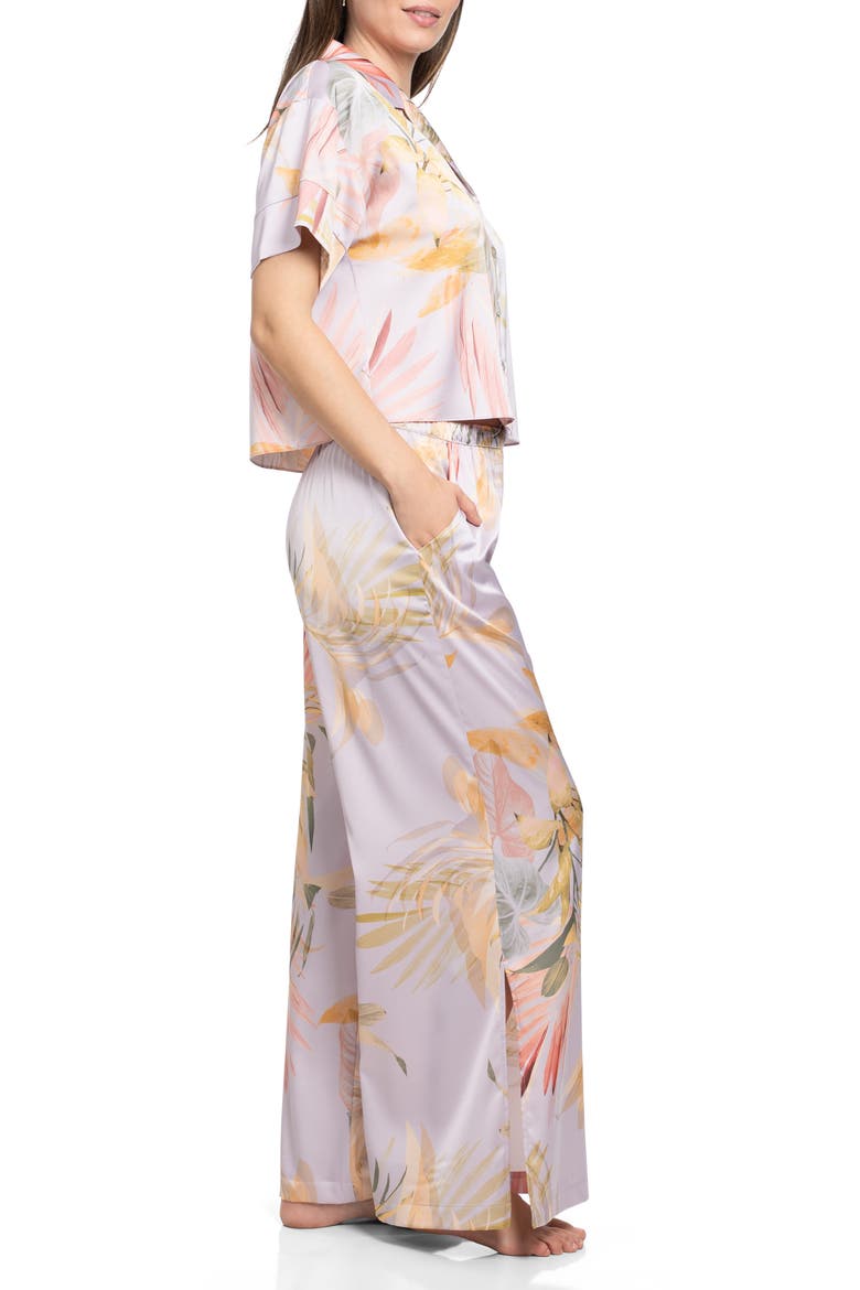 Print Satin Pajamas, Alternate, color, PURPLE