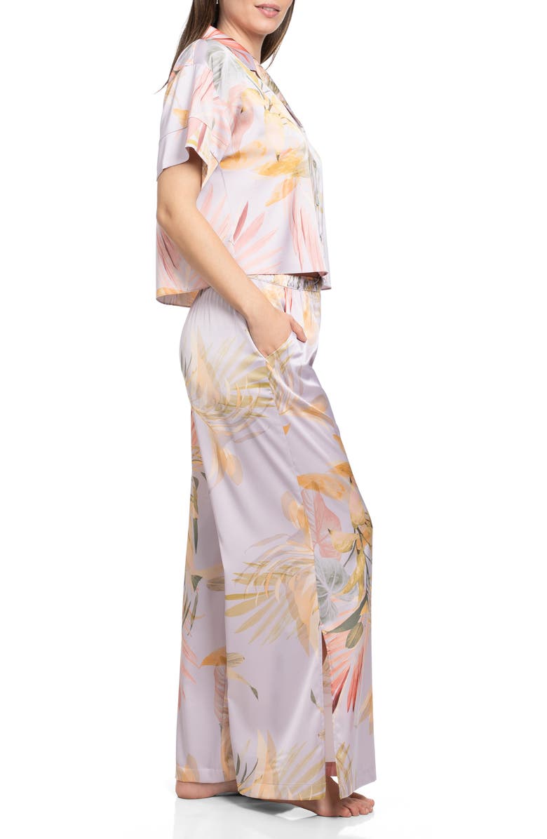 Midnight Bakery Print Satin Pajamas, Alternate, color, Purple