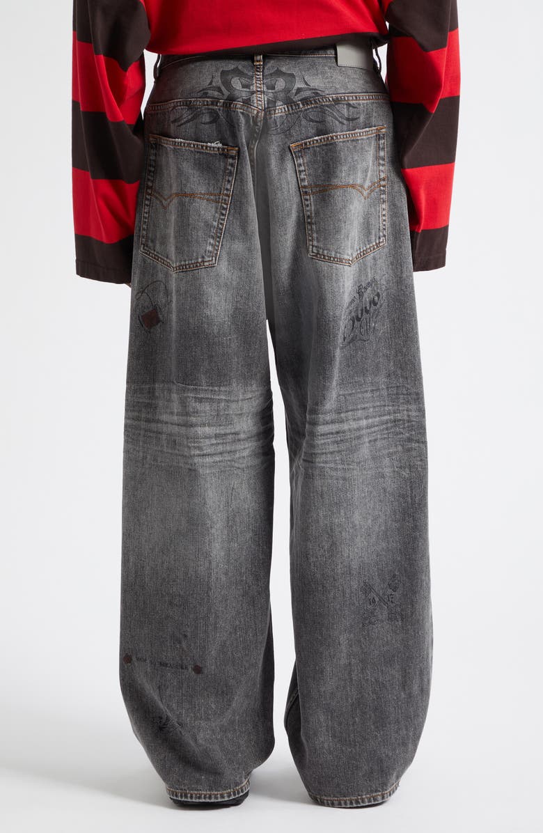 Balenciaga Tattoo Print Baggy Jeans, Alternate, color, 1441 Dark Grey