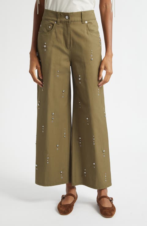 Flat Front Wide Leg Ankle Pants