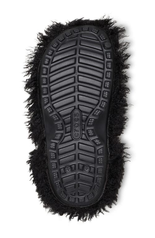 Crocs Classic Shaggy Faux Fur Lined Clog In Black