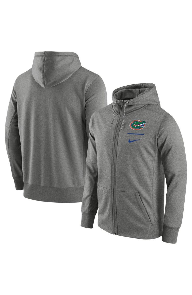 Nike Men's Nike Heathered Gray Florida Gators Logo Stack Performance Full-Zip Hoodie, Main, color, 