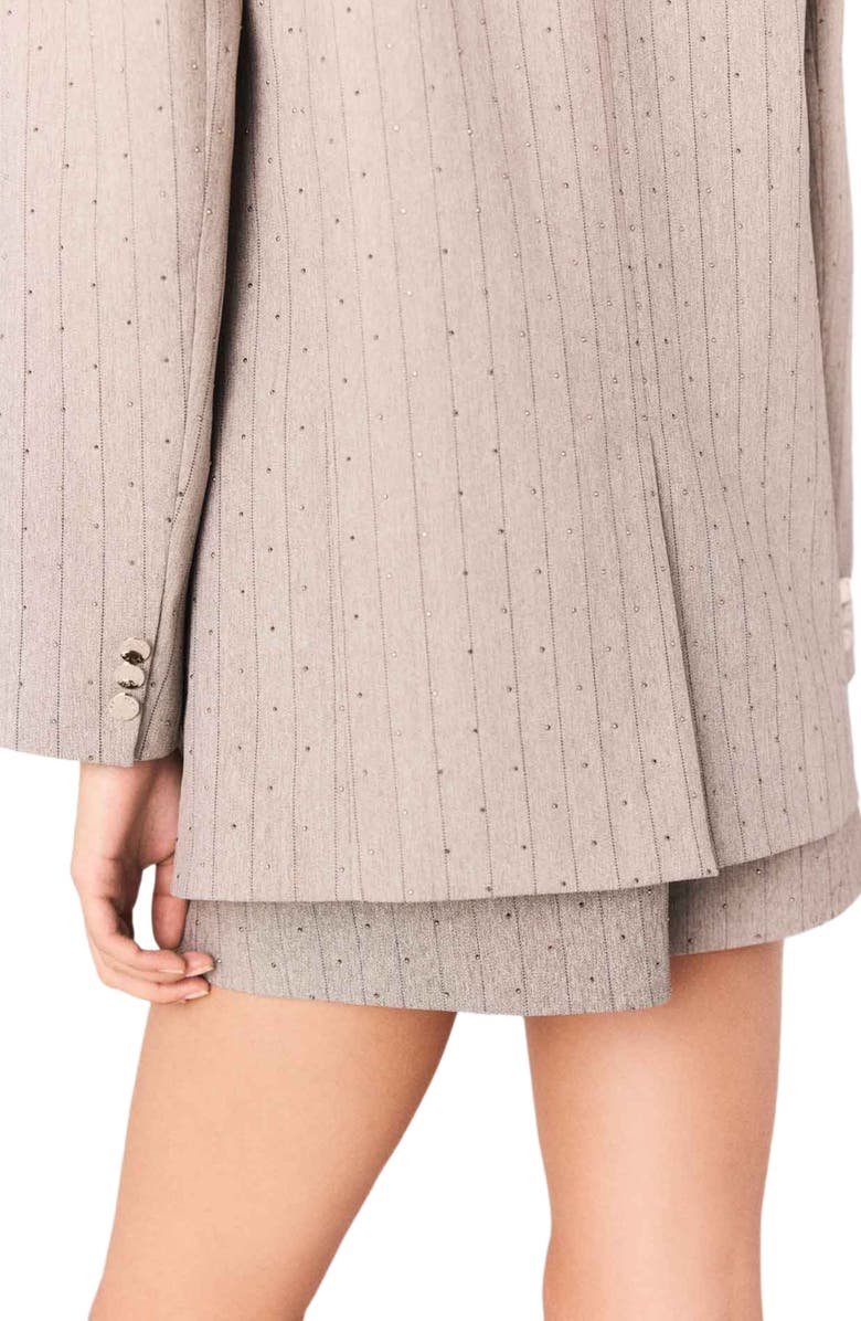 maje Rhinestone striped suit blazer, Alternate, color, Light Grey