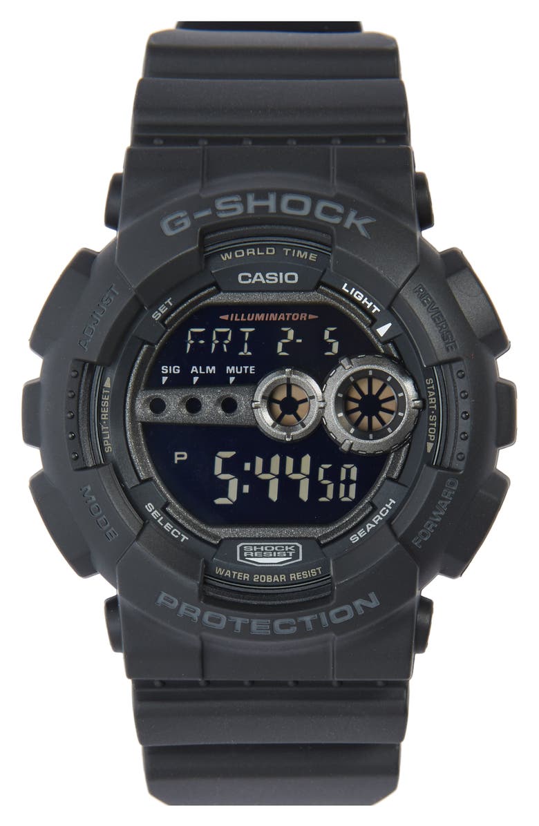 G-SHOCK 'Super Luminosity' Digital Watch, 48mm, Main, color, Black