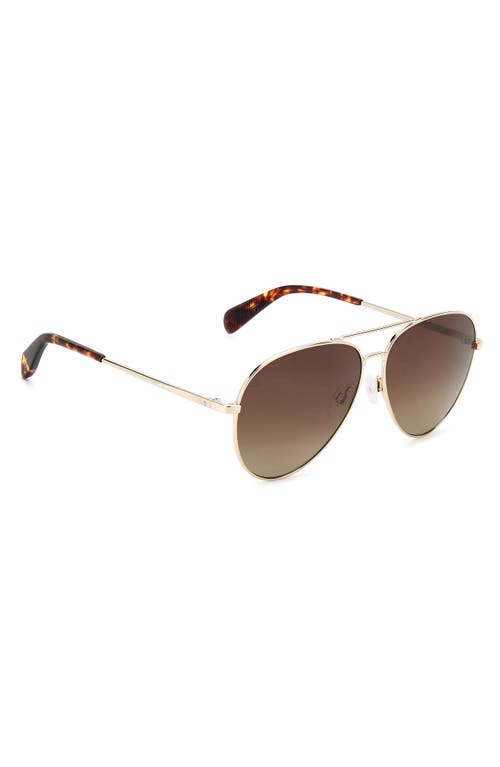 Rag & Bone 59mm Aviator Sunglasses In Gold Havana/brown Gradient