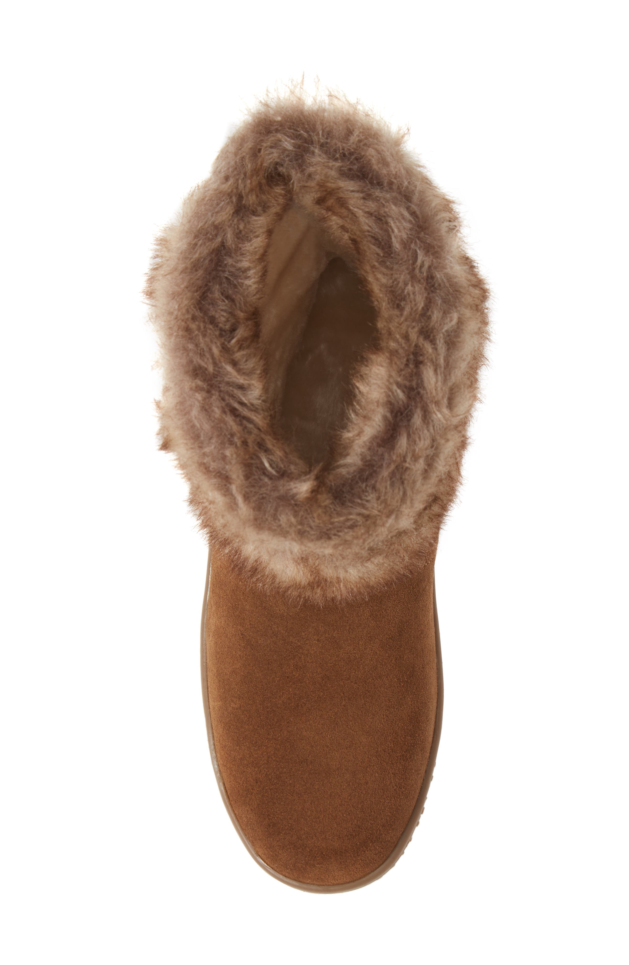 Minnetonka Everett Water Resistant Suede & Faux Fur Boot, Alternate, color, Dusty Brown Suede/ Faux Fur