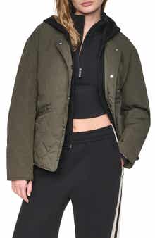 Quilted Jacket with Hooded Knit Bib