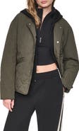 DKNY Quilted Jacket with Hooded Knit Bib