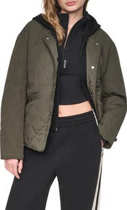 DKNY Quilted Jacket with Hooded Knit Bib