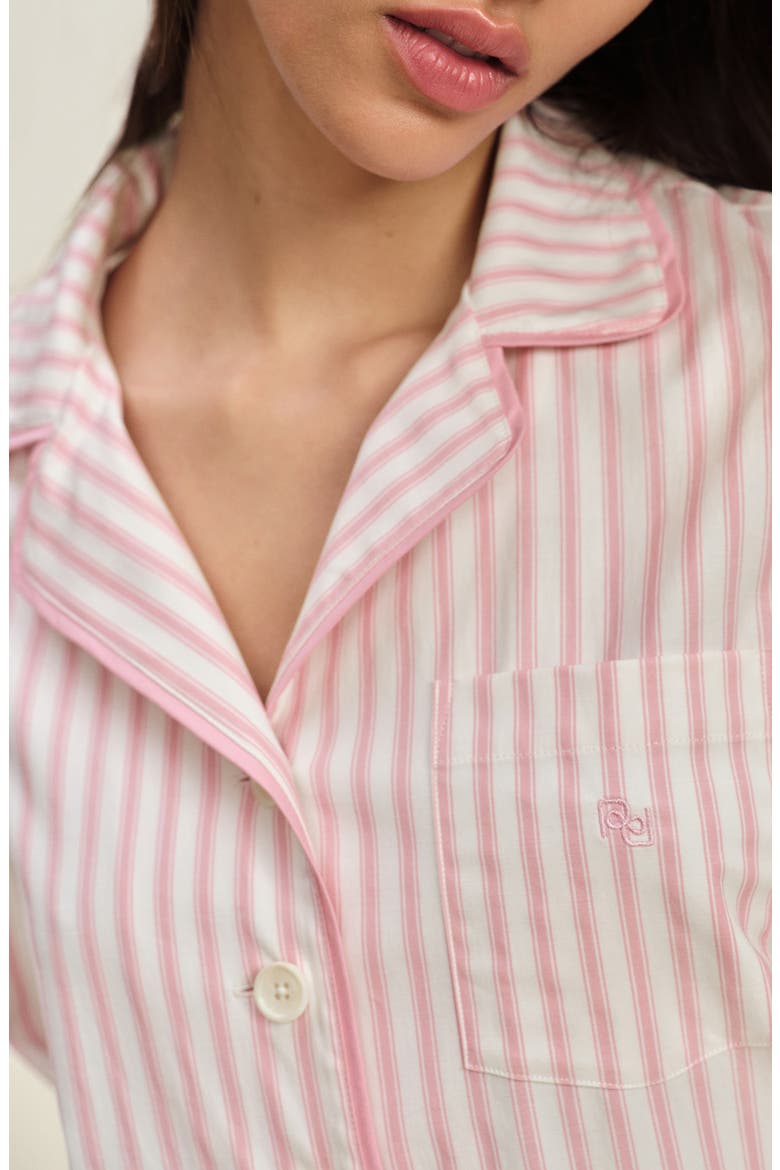 Coco Contrast Piping Stretch Organic Cotton Pajamas, Alternate, color, HUMMINGBIRD STRIPE