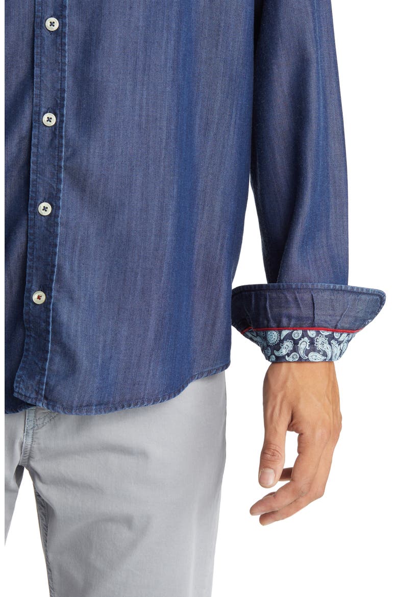 Denim Button-Up Shirt, Alternate, color, INDIGO