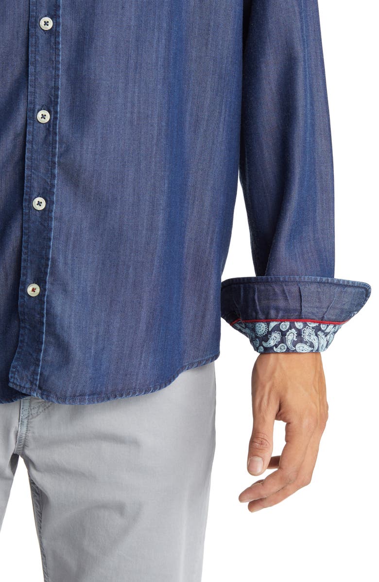 Stone Rose Denim Button-Up Shirt, Alternate, color, 