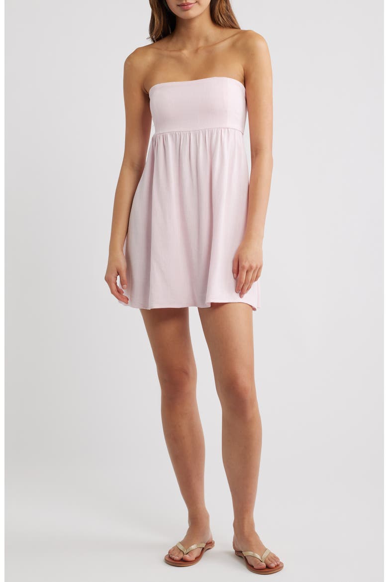 Tie Back Strapless Babydoll Dress, Main, color, LIGHT PINK