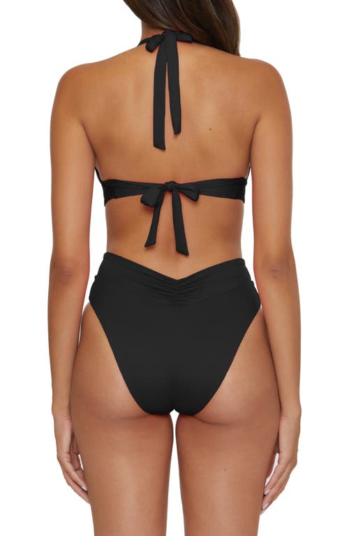 Shop Becca Shirred V-wire Halter Bikini Top In Black