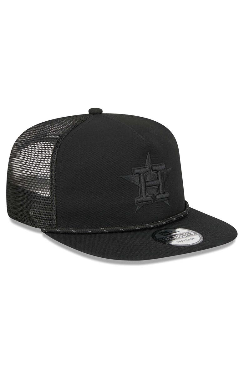 New Era Men's New Era Houston Astros Black on Black Meshback Golfer Snapback Hat, Alternate, color,