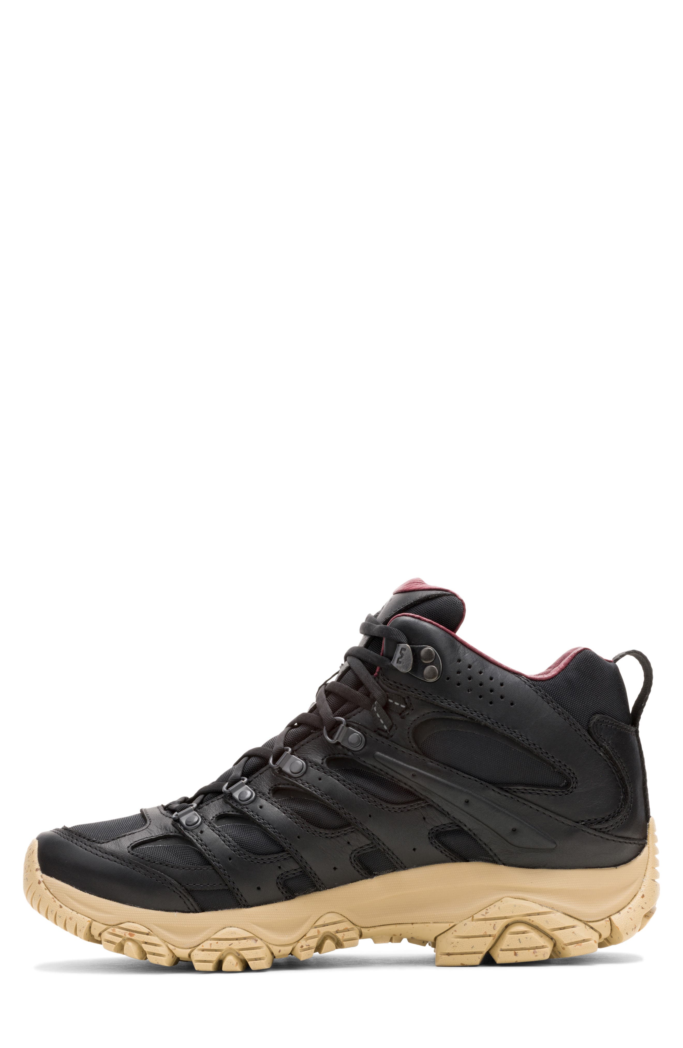 Moab 3 Luxe Leather Waterproof Mid Hiker Boot, Alternate, color, BLACK/ TAN