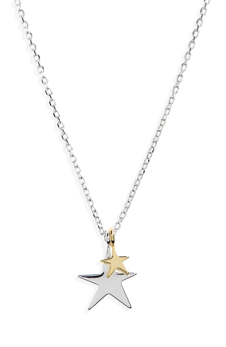 Estella Bartlett Two-Tone Double Star Pendant Necklace, Main, color, Silver/ Gold