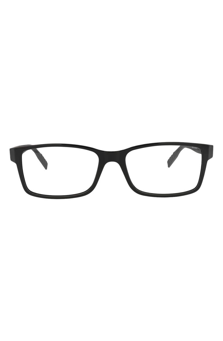 Montblanc 56mm Rectangular Optical Glasses, Main, color, Black Black Transparent
