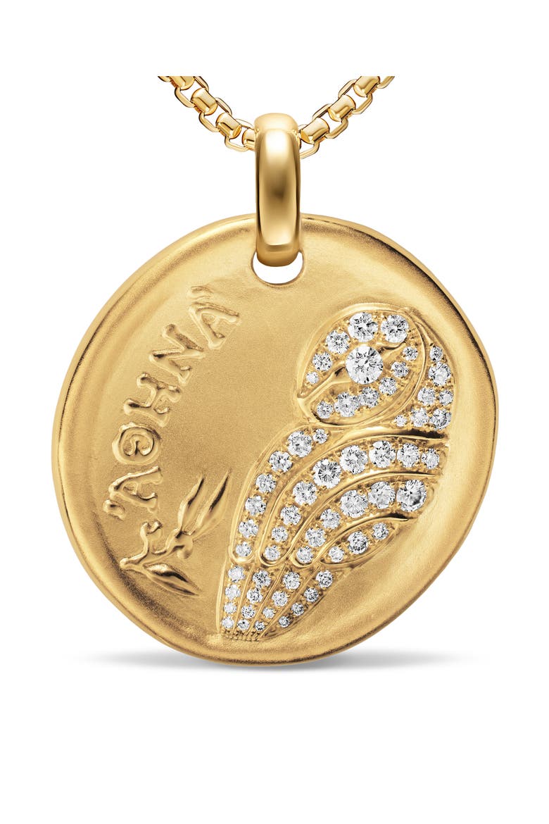 Medallion Amulet 18K Gold and Diamonds, 28mm, Alternate, color, GOLD ATHENA