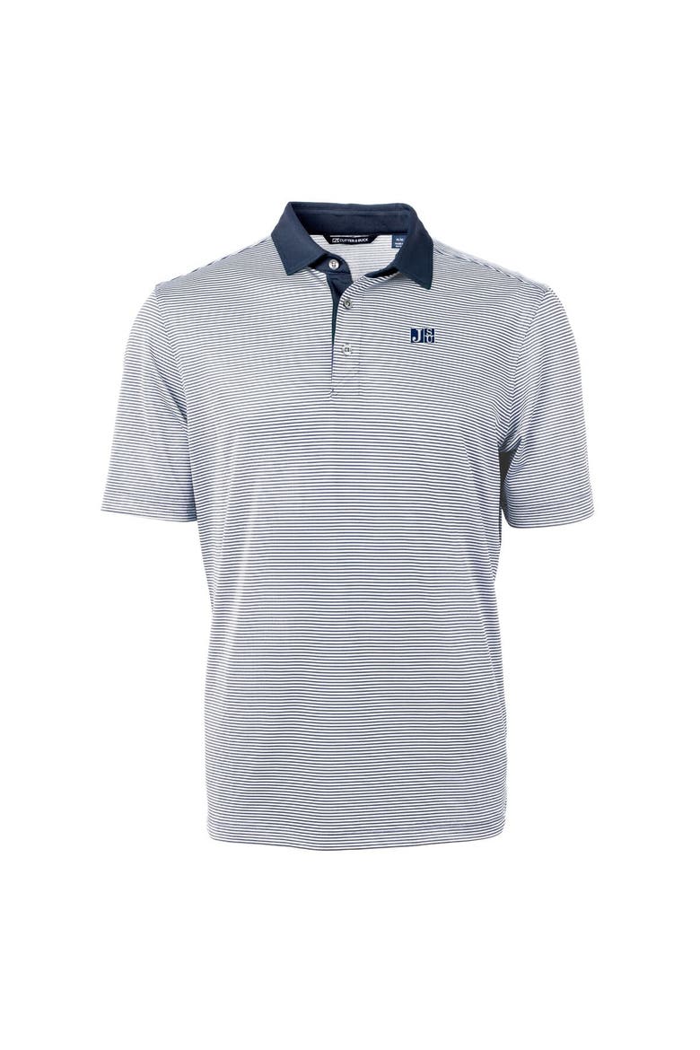Men's Cutter & Buck  Navy/White Jackson State Tigers Big & Tall Virtue Eco Pique Micro Stripe Recycled Polo, Alternate, color, Navy