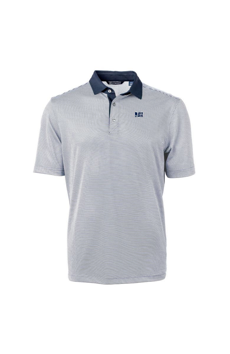 Cutter & Buck Men's Cutter & Buck  Navy/White Jackson State Tigers Big & Tall Virtue Eco Pique Micro Stripe Recycled Polo, Alternate, color, 