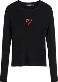 Desigual Floral Embroidery Long Sleeve T-Shirt