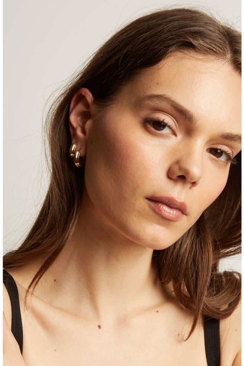 Mini Tidal Hoop Earrings, Alternate, color, Gold Plated Stainless Steel