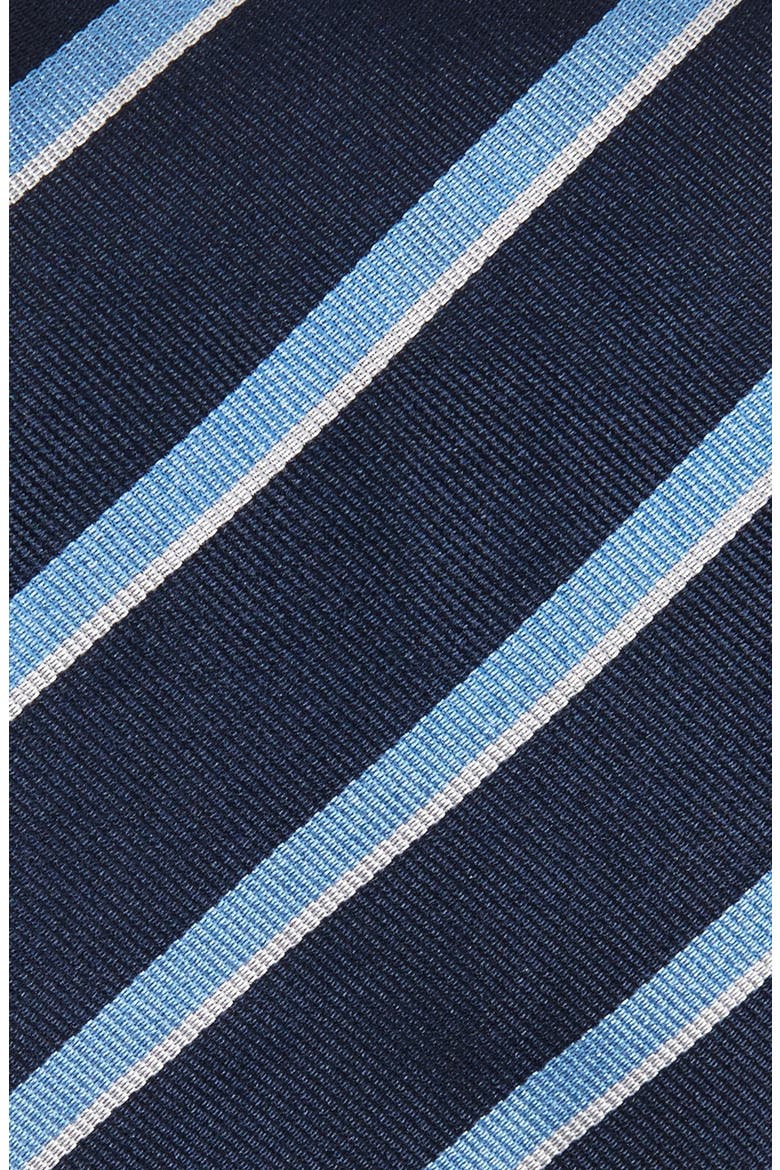 Stripe Silk Tie, Alternate, color, NAVY