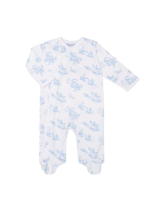 Blue Toile Crossover Footie - Baby