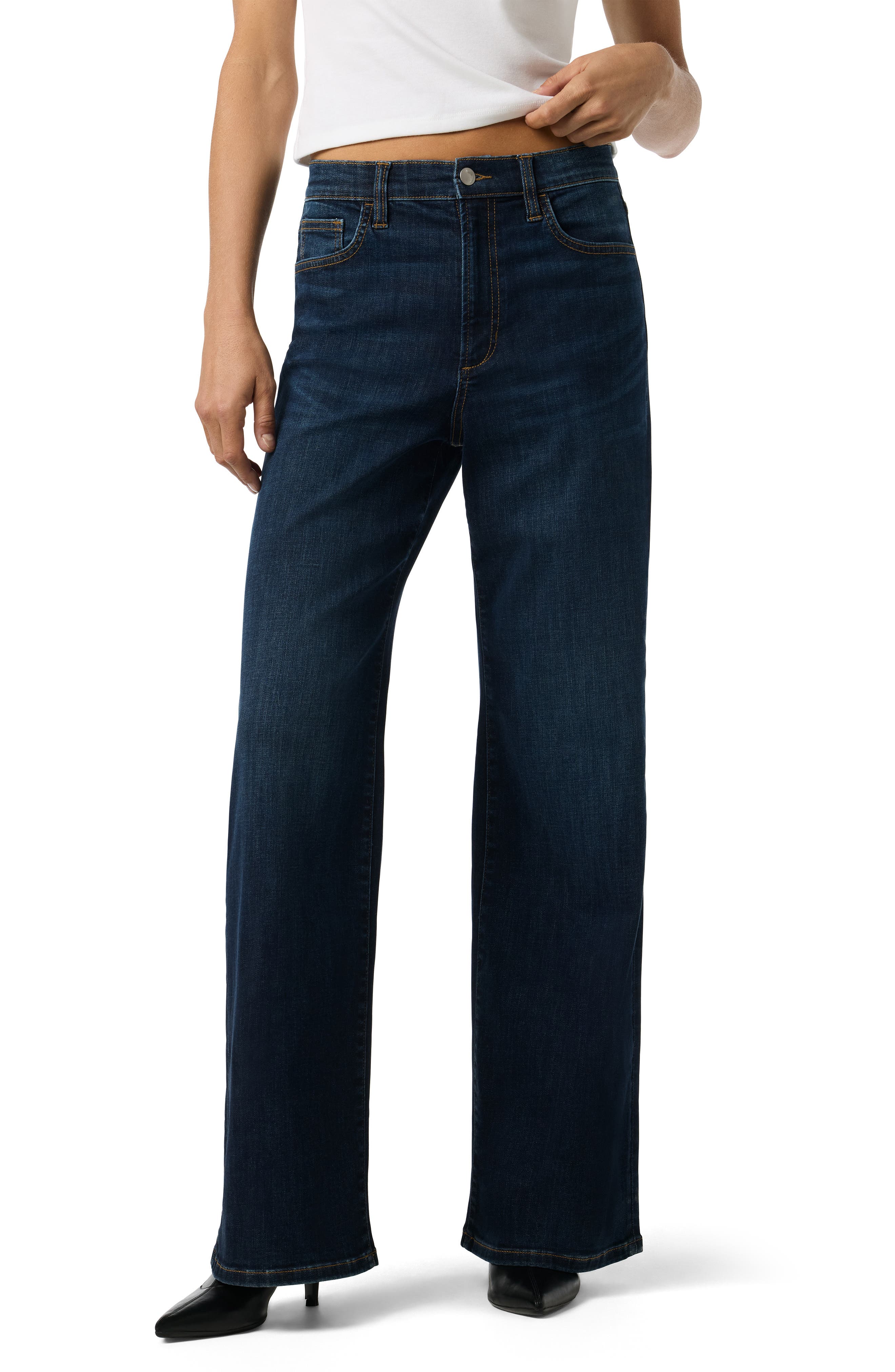 High Waist Full Length Wide Leg Jeans
