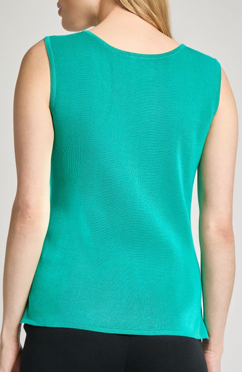 Ming Wang Scoop Neck Sweater Tank In Emerald Awe