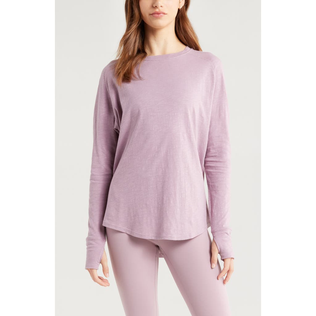Zella Relaxed Washed 2.0 Long Sleeve Slub Tee In Pink