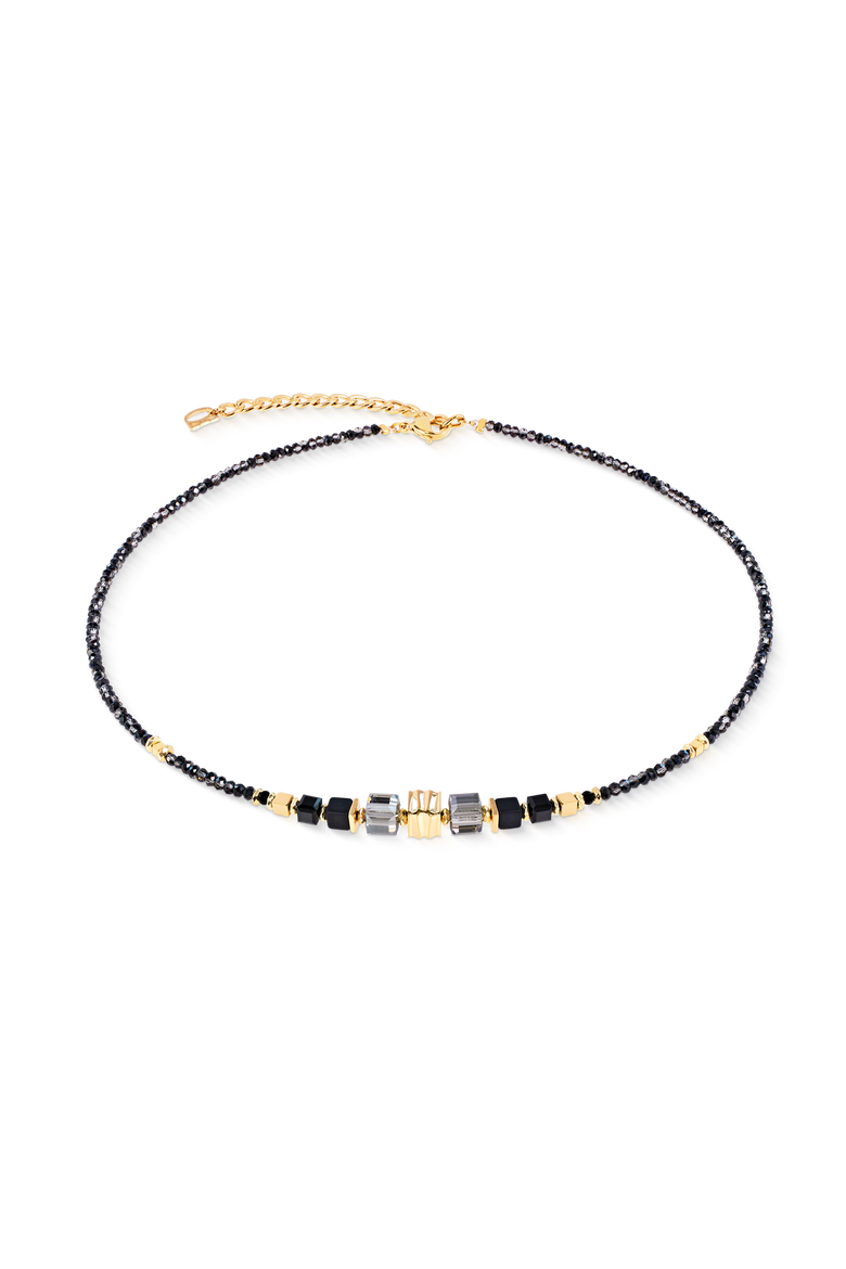 Necklace Wave Cube Flow gold-black, Main, color, Black-Gold