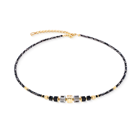 Necklace Wave Cube Flow gold-black