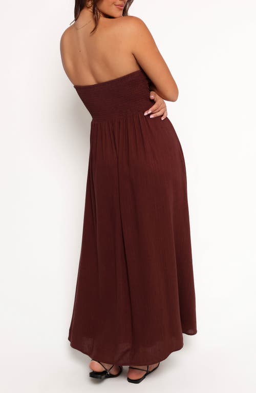 Petal And Pup Petal & Pup Kayt Strapless Linen Blend Maxi Sundress In Brown