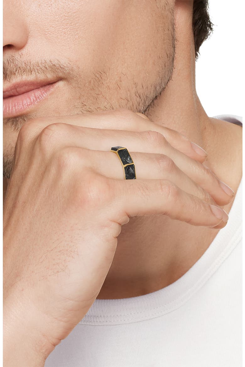 Forged Carbon Faceted Band Ring with 18K Yellow Gold, Alternate, color, YELLOW GOLD