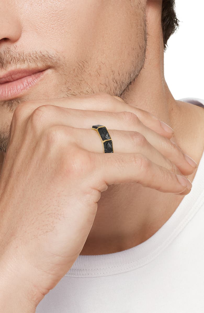 David Yurman Forged Carbon Faceted Band Ring with 18K Yellow Gold, Alternate, color, Yellow Gold