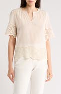 T Tahari Embroidered Cotton Top