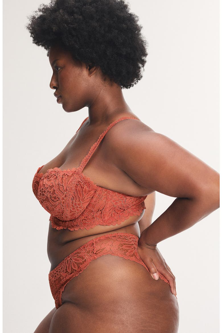 Romantic Corded Lace Unlined Underwire Bra, Alternate, color, DRY POPPY BROWN